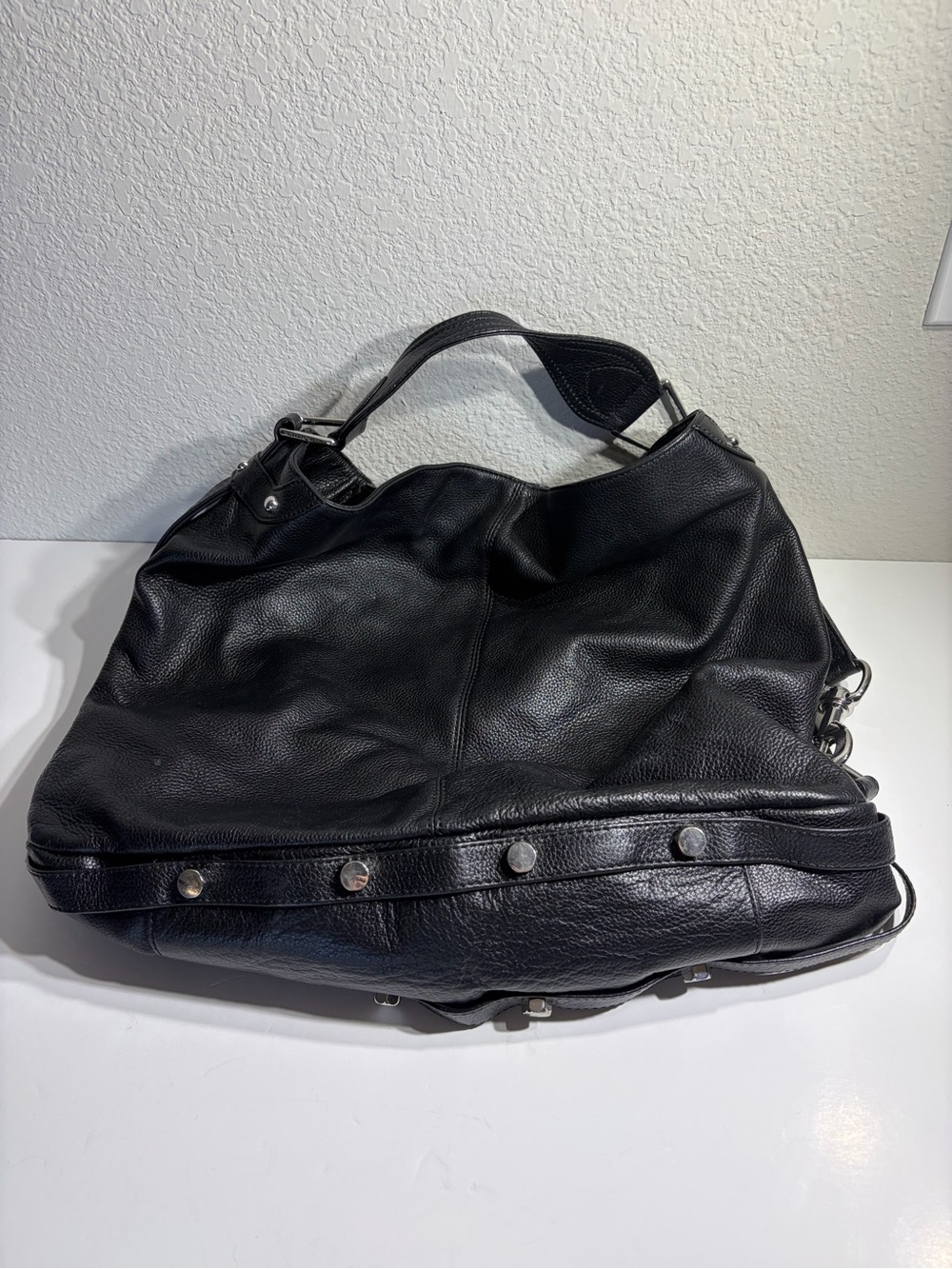 Rebecca Minkoff Black Pebbled Leather Hobo Nikki Shoulder Bag
